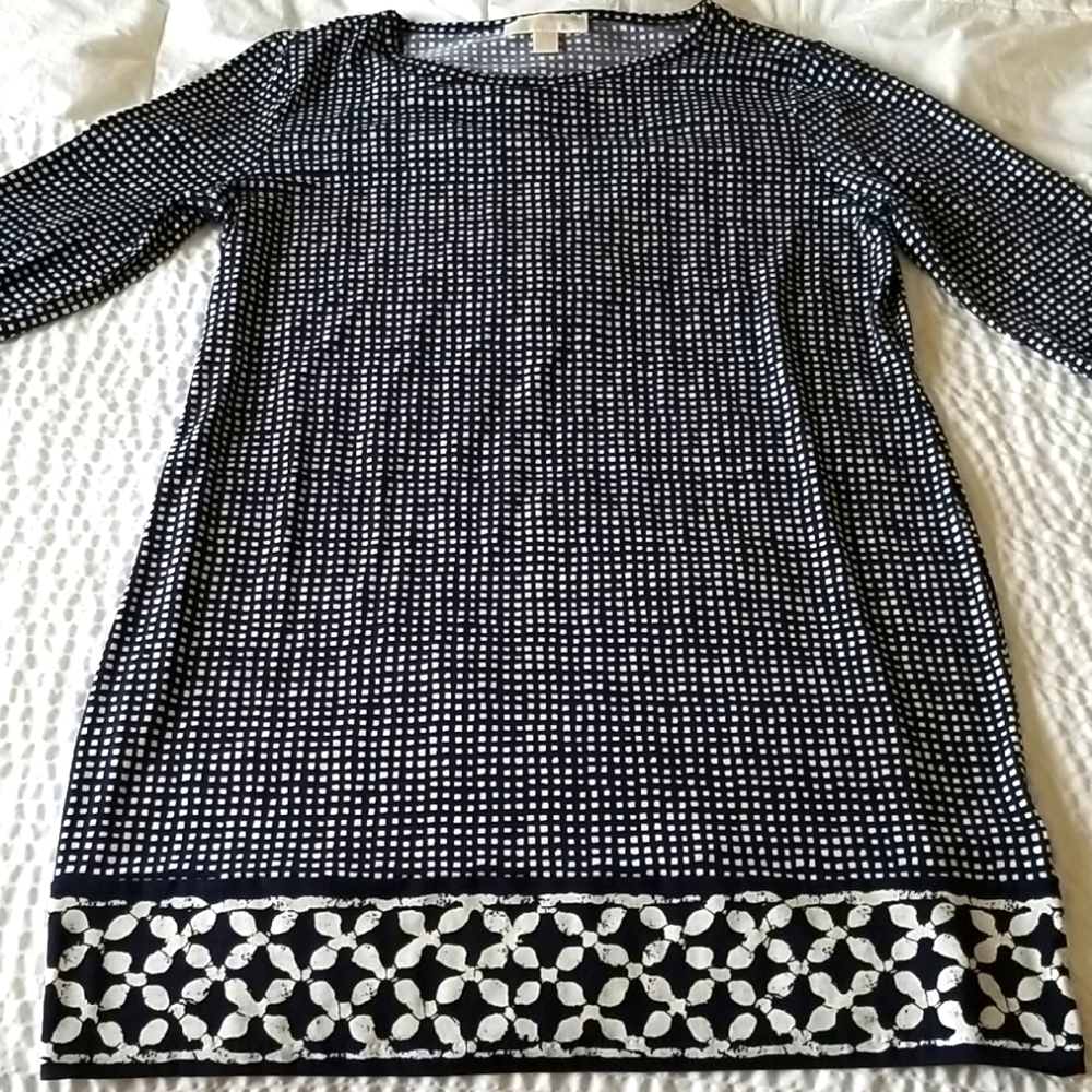 Long Sleeve Micro-Block Pattern Michael Kors Dress